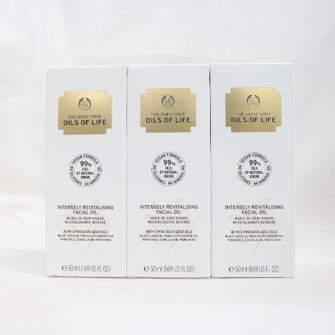 新品3個セット ザ ボディショップ オイルズオブライフ インテンスリー リバイタライジング フェイシャルオイル 50ml (0124-n1)