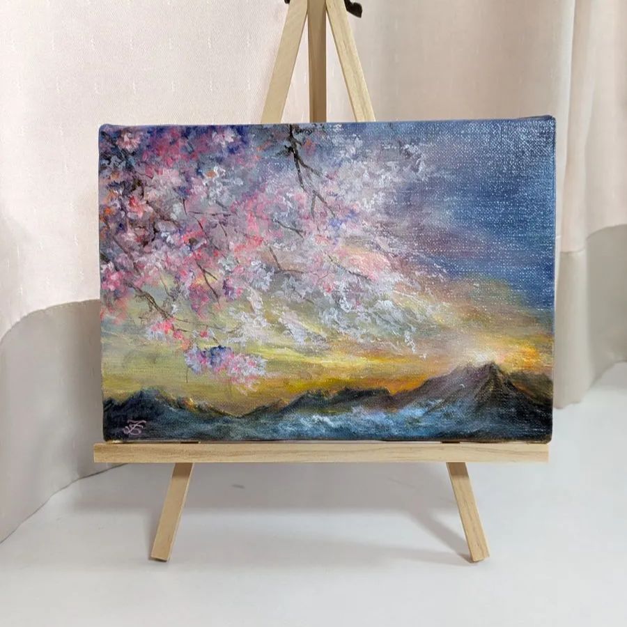 河津桜 painterTMK 真筆画家本人出品 一点もの 風景画 油絵