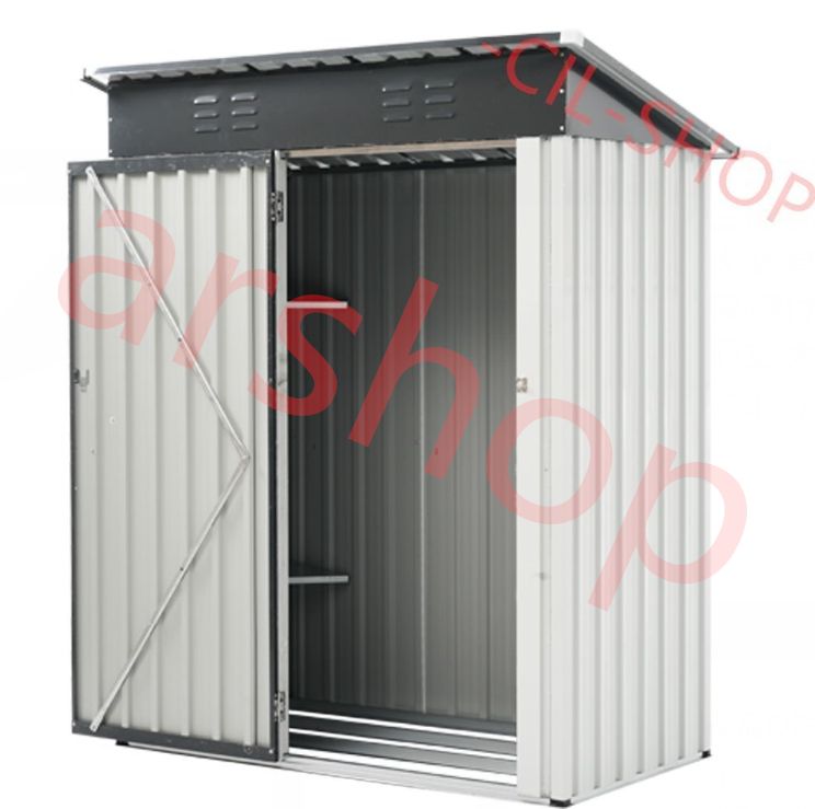 ホワイト 棚あり】屋外物置 大型倉庫 大型物置 戸外収納庫 防水/耐侯  