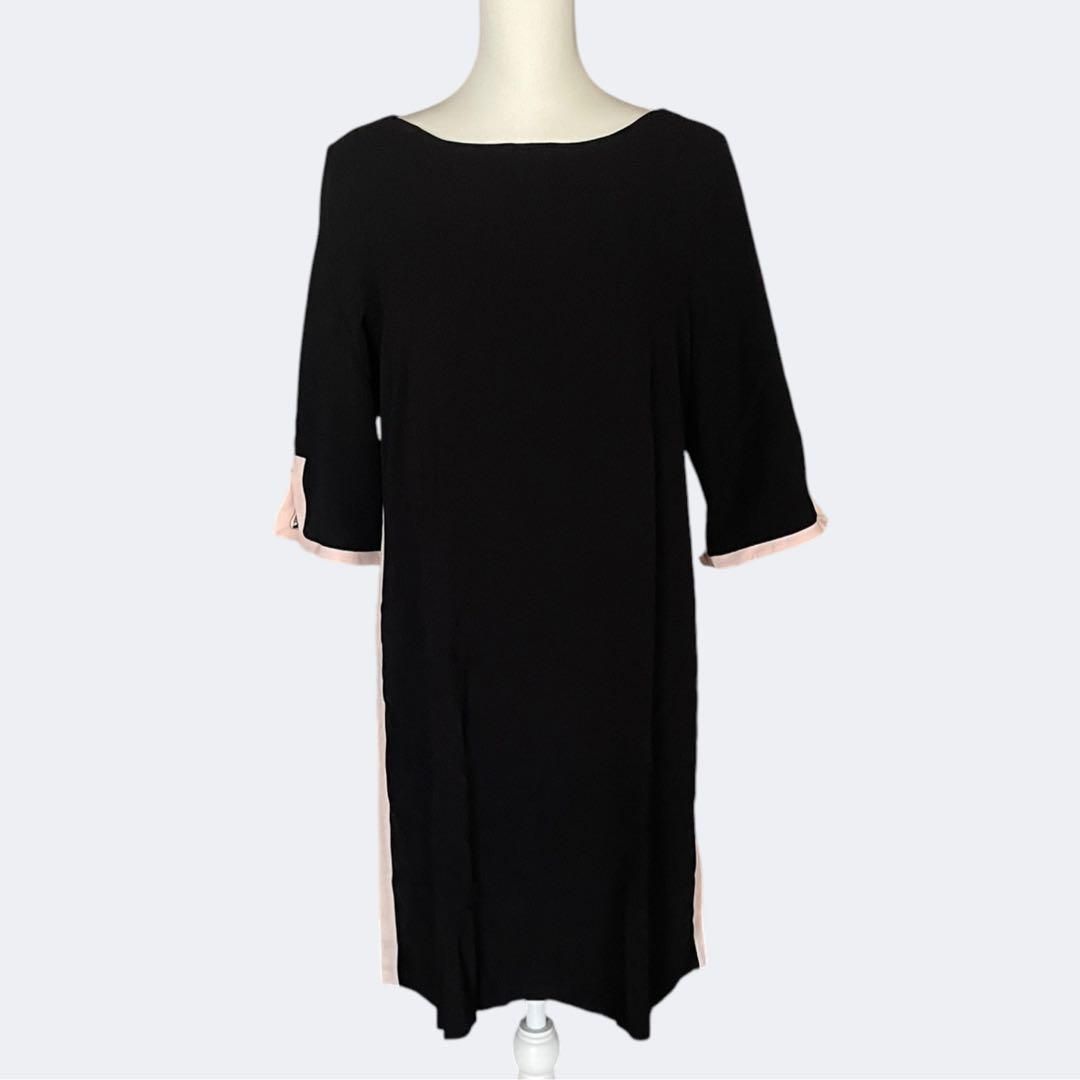 ◆ROMANローマン スッキリブラックワンピース上品淡ピンクライン XL WWW_MORNINGWALKER_COM