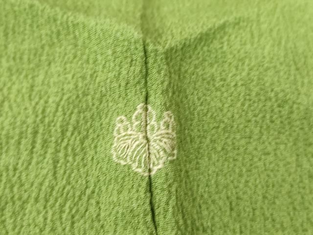 平和屋着物○上質な色無地 縞地紋 青丹色 正絹 逸品 CAAS7519yc