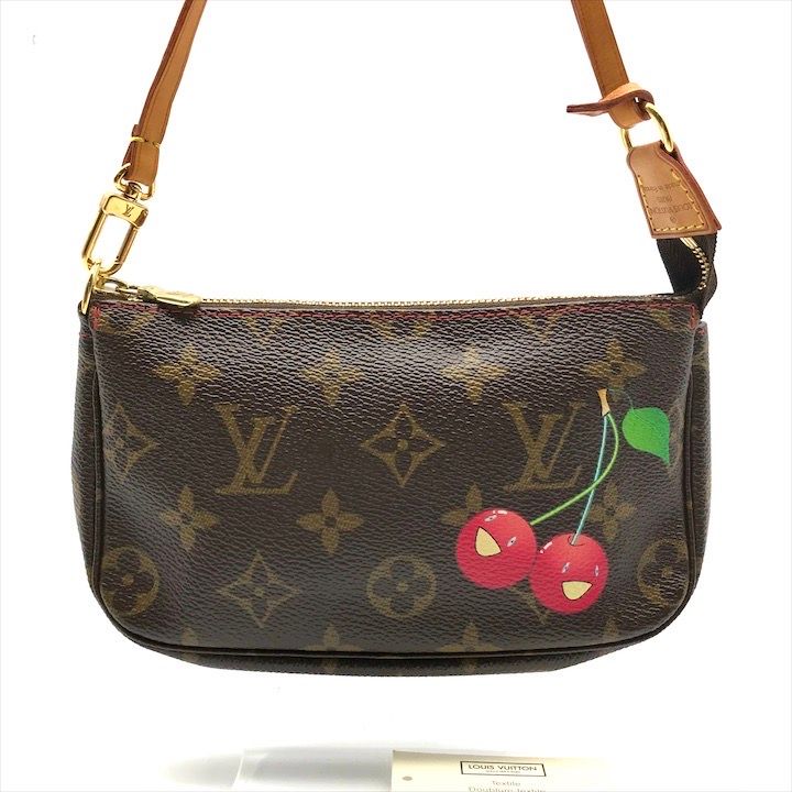 美品 LOUIS VUITTON ヴィトン モノグラム さくらんぼ 村上隆 アクセソワール ポーチ ハンド バッグ m14069