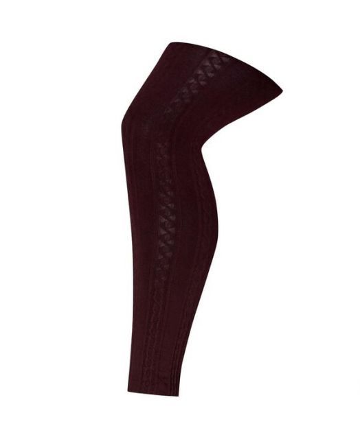 送料無料 アベニュー レディース レギンス ボトムス Plus Size Plush Lined Cable Knit Footless Leggings Burgundy