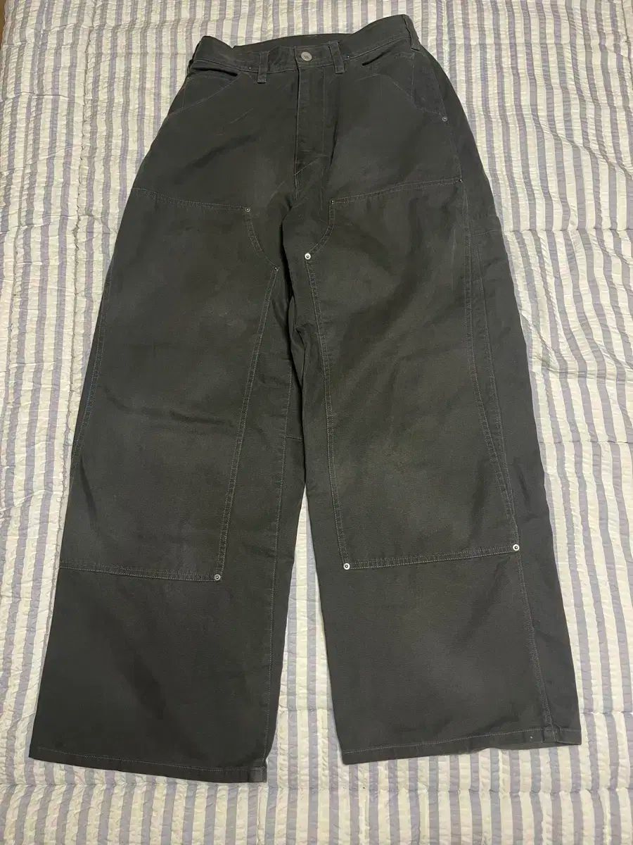 2 ポリテルー HARDウォッシュド ダブルニー パンツ インク チャコール