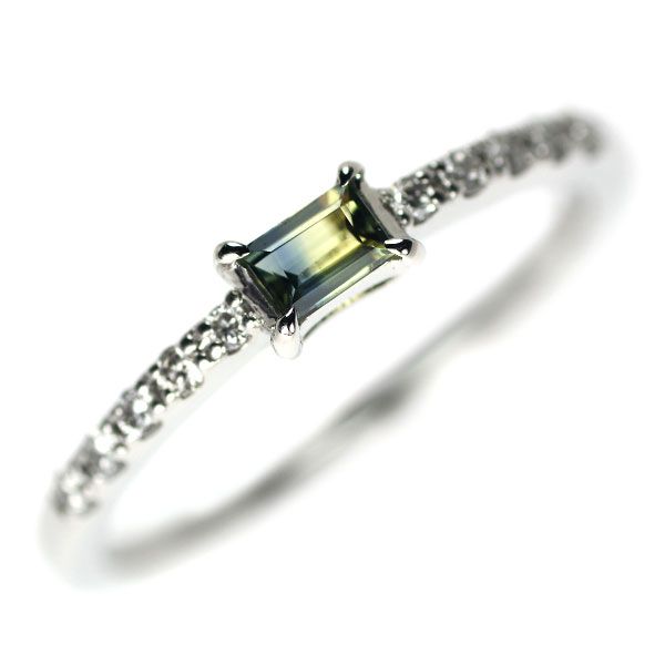 Pt900 バイカラー サファイア ダイヤモンド リング 0.18ct D0