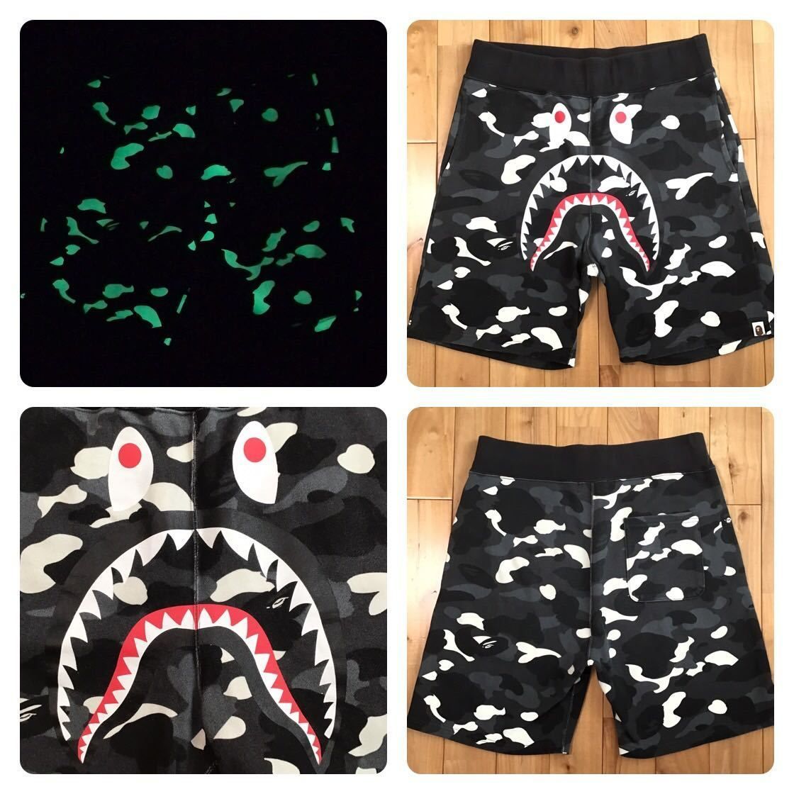 shark sweat shorts pants bape 迷彩 ショーツ42cmx53cm - ショートパンツ