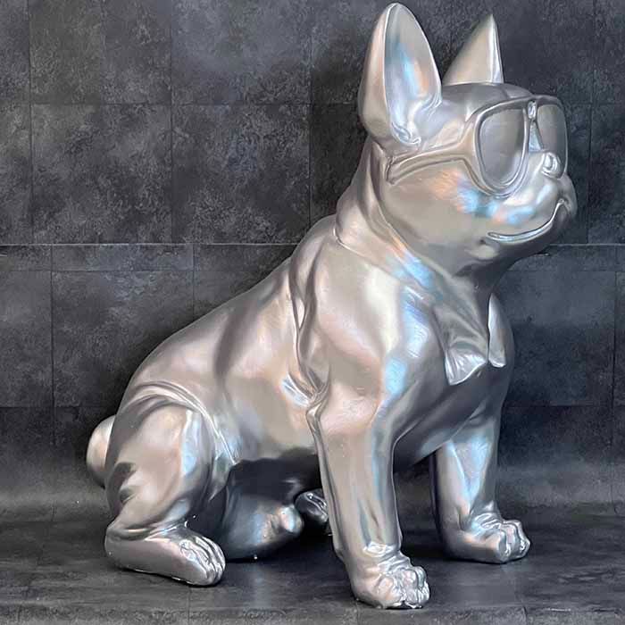 送料無料 ブルドッグの置物 シルバー : フレンチブルドッグ 新色 オブジェ ブルドッグ 犬 いぬ