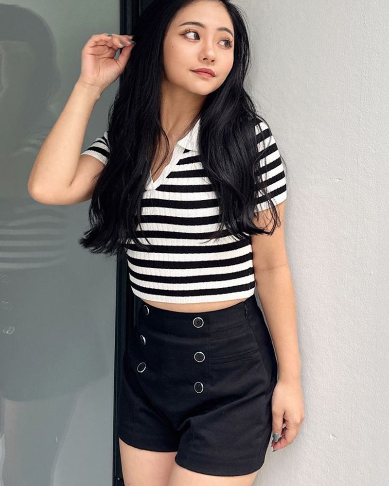 GYDA ジェイダ ハイウエストボタンショートパンツ 072520731801 DECORATOM_COM_BR