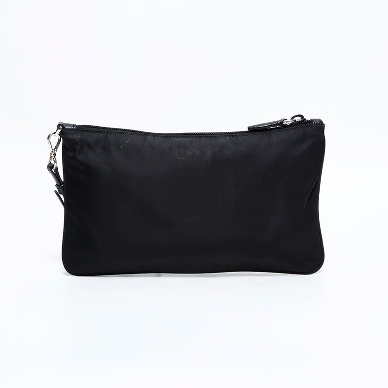 PRADA プラダ 巾着ポーチ トライアングルロゴ ナイロン ブラック