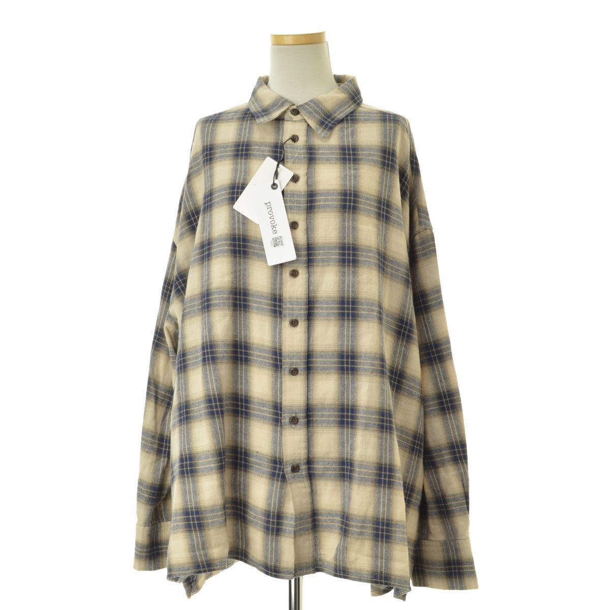 【PROVOKE】23AW 23050587000430 Oversized check Shirt オーバーサイズ チェック長袖シャツ