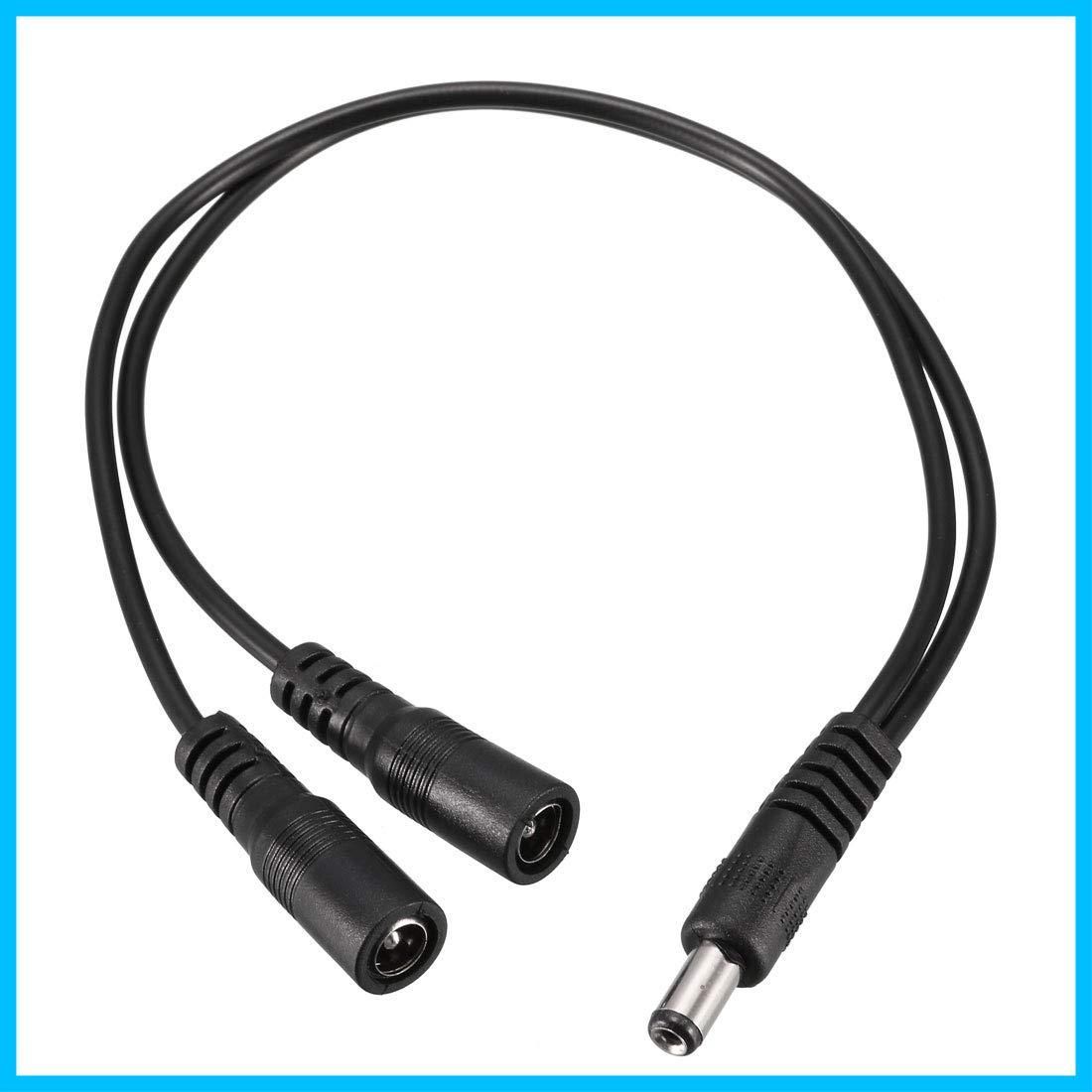 在庫 パワースプリッターケーブル DC 1オスー2メス 5.5mmx2.1mm uxcell 32cm CCTVカメラ用