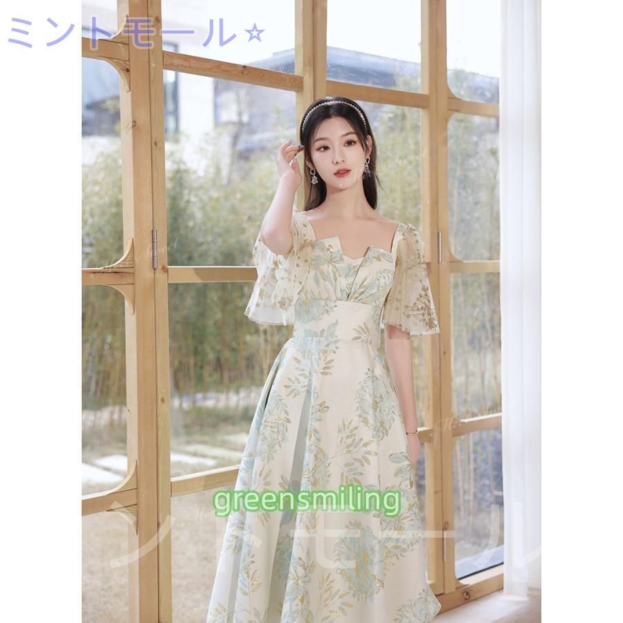 レディース&春夏新品&花柄&結婚式&二次会&お呼ばれ&お出かけ&披露宴&演奏会&半袖&マキシロングワンピースドレス&「Ｍ～ＸＸＬ」 入学式 パーティードレス ロングワンピース レース ロング丈 結婚式