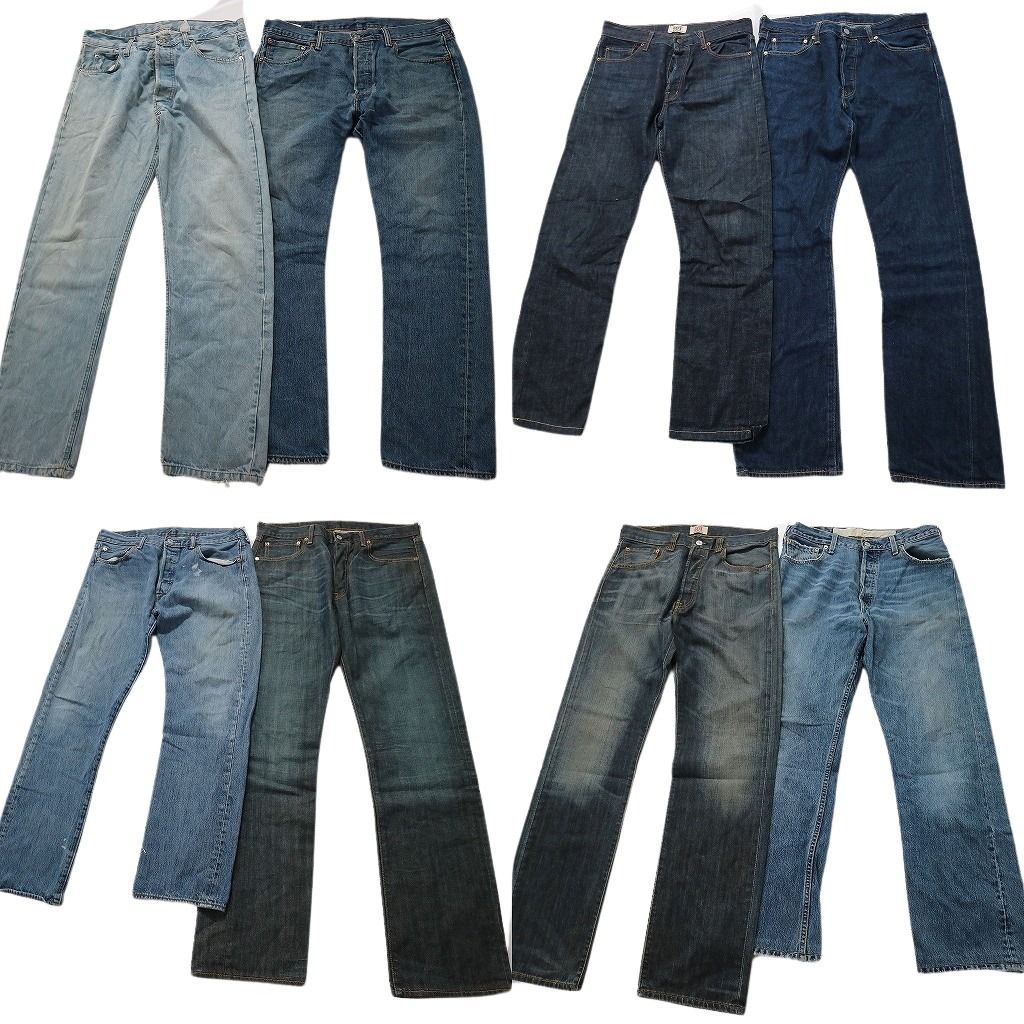 古着卸 まとめ売り リーバイス 501インディゴ カラー デニム パンツ 8枚セット (メンズ 34 ) カジュアル系 ワーク系 MT7643