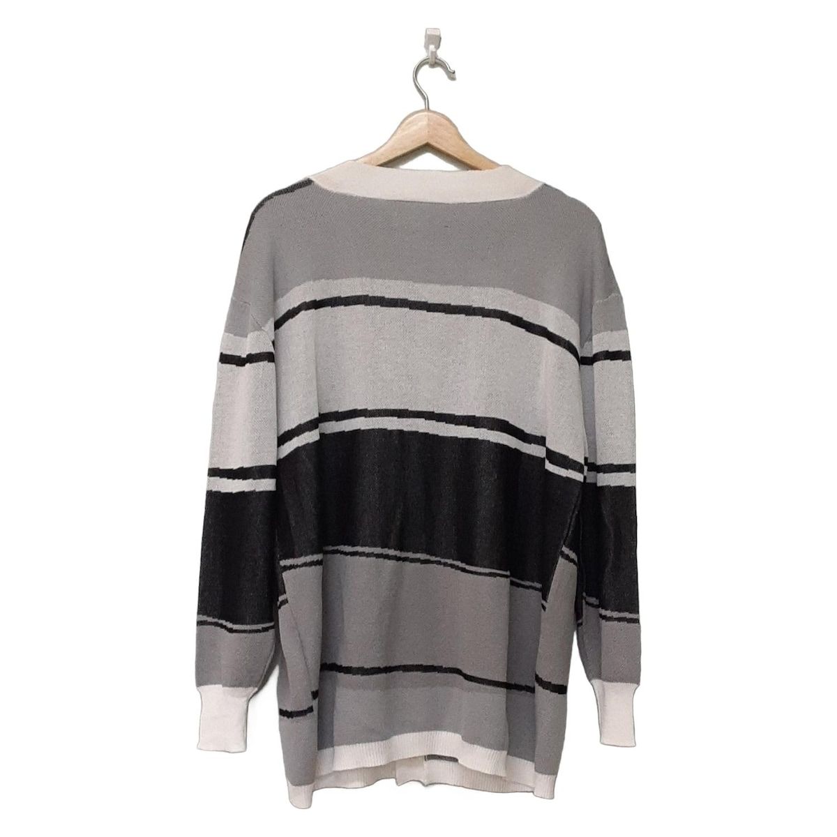 1 piu 1 uguale 3 ウノ ピュ ウノ ウグァーレ トレ カーディガン サイズJP S メンズ - 白×ライトグレー×黒 長袖