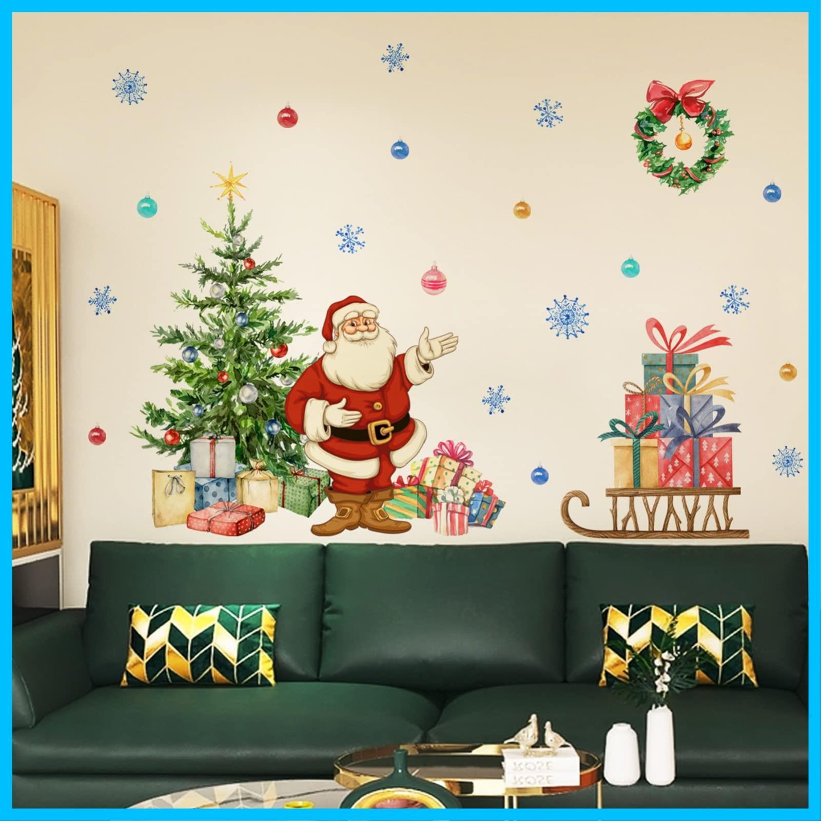 ウォールペーパー ベッドルーム リビングルーム すてっかー 壁 剥がせる 防水 飾り インテリア decorations christmas おしゃれ はがせる シール 壁紙 サンタクロースのクリスマスプレゼント ウォ