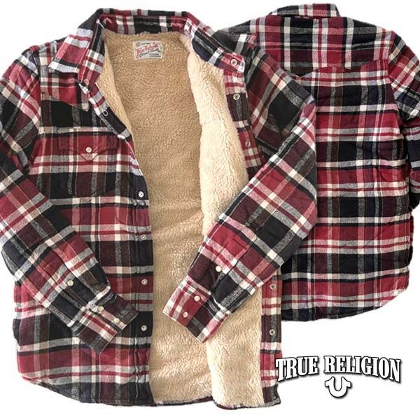 TRUE RELIGION トゥルーレリジョン ボア キルティング ウェスタンシャツ ジャケット SG DOVER ボア付き ネルシャツ アウター メンズ レディース ハイブランド サファリ セレカジ カジュアル ファッション 雑誌 掲載 プレミアム デニム