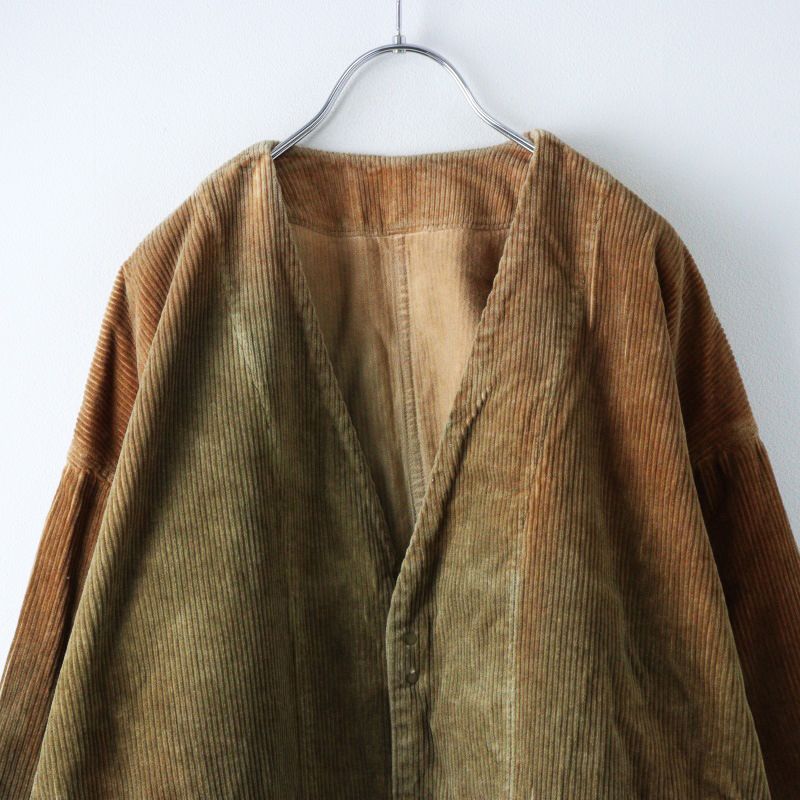 “nest Robe”コーディロイノーカラージャケット・キャメル UpcycleLino】BASIC チノフィールドジャケット｜nest Robe