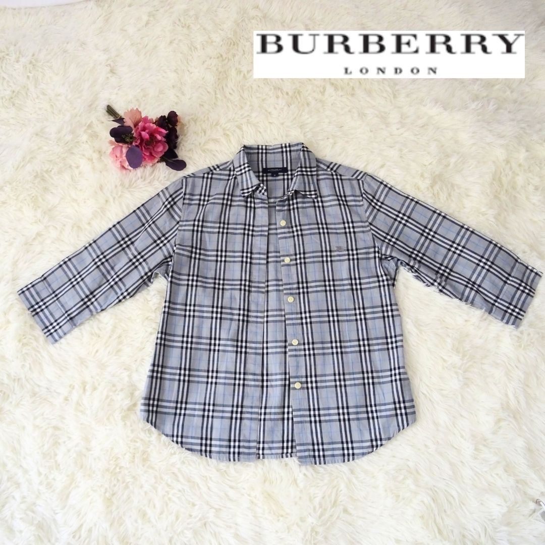 BURBERRY LONDON バーバリーロンドン 七分袖 シャツ グレー チェック レディース ブラウス コットン100％ Мサイズ - メルカリ