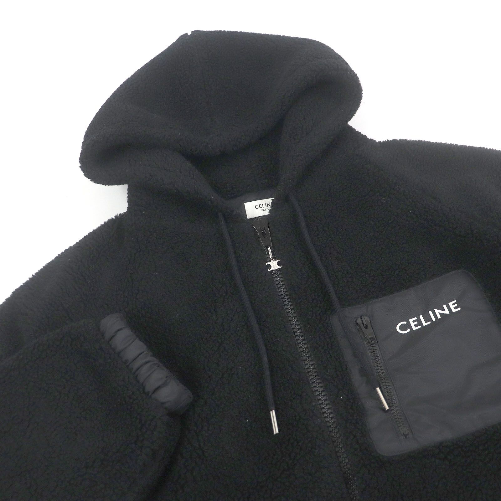 美品□CELINE セリーヌ 2Y30H699M トリオンフZIP 中綿入り フリース
