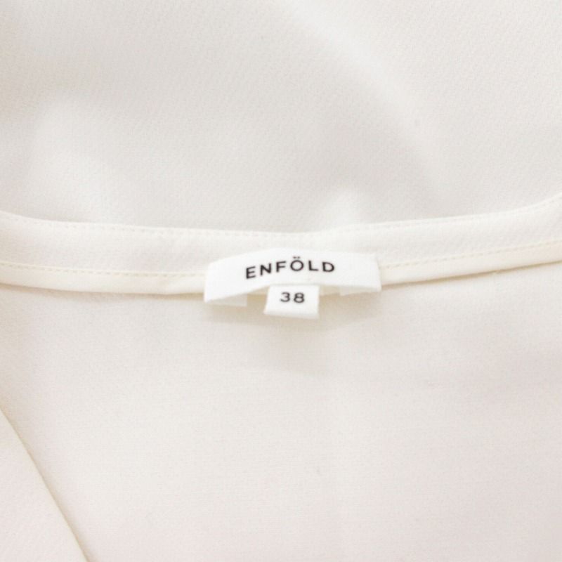 ENFOLD ホワイト チュニック 38 五分丈 エンフォルド ENFOLD チュニック カットソー 長袖 Vネック 38 白