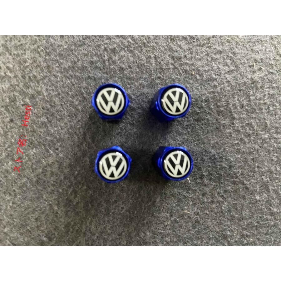 高品質 フォルクスワーゲン445ブルー車のタイヤバルブキャップカバー 4個セット 六角 エアバルブキャップ バルブノズルカバー