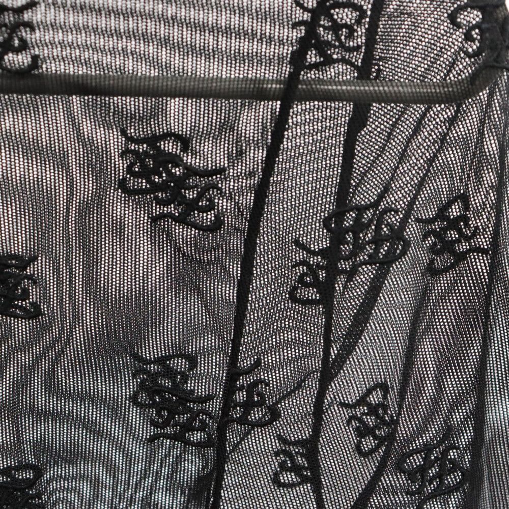 FENDI (フェンディ) Black Tulle Body カリグラフィー刺繍 シースルー 