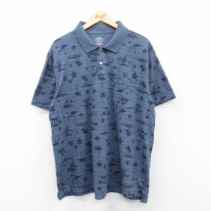 XL/古着 セントジョンズベイ 半袖 ポロ シャツ メンズ フラミンゴ ヤシ 