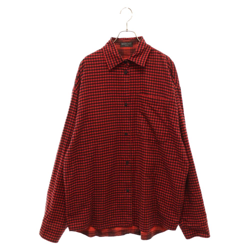 BALENCIAGA (バレンシアガ) 22AW Reversible Check Shirt リバーシブル オーバーサイズ チェック柄 長袖シャツ  レッド 720105 - メルカリ