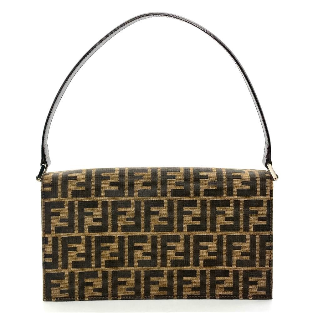 【美品】 フェンディ カーキ ジャガード ショルダーバッグ ズッカ FENDI バッグ