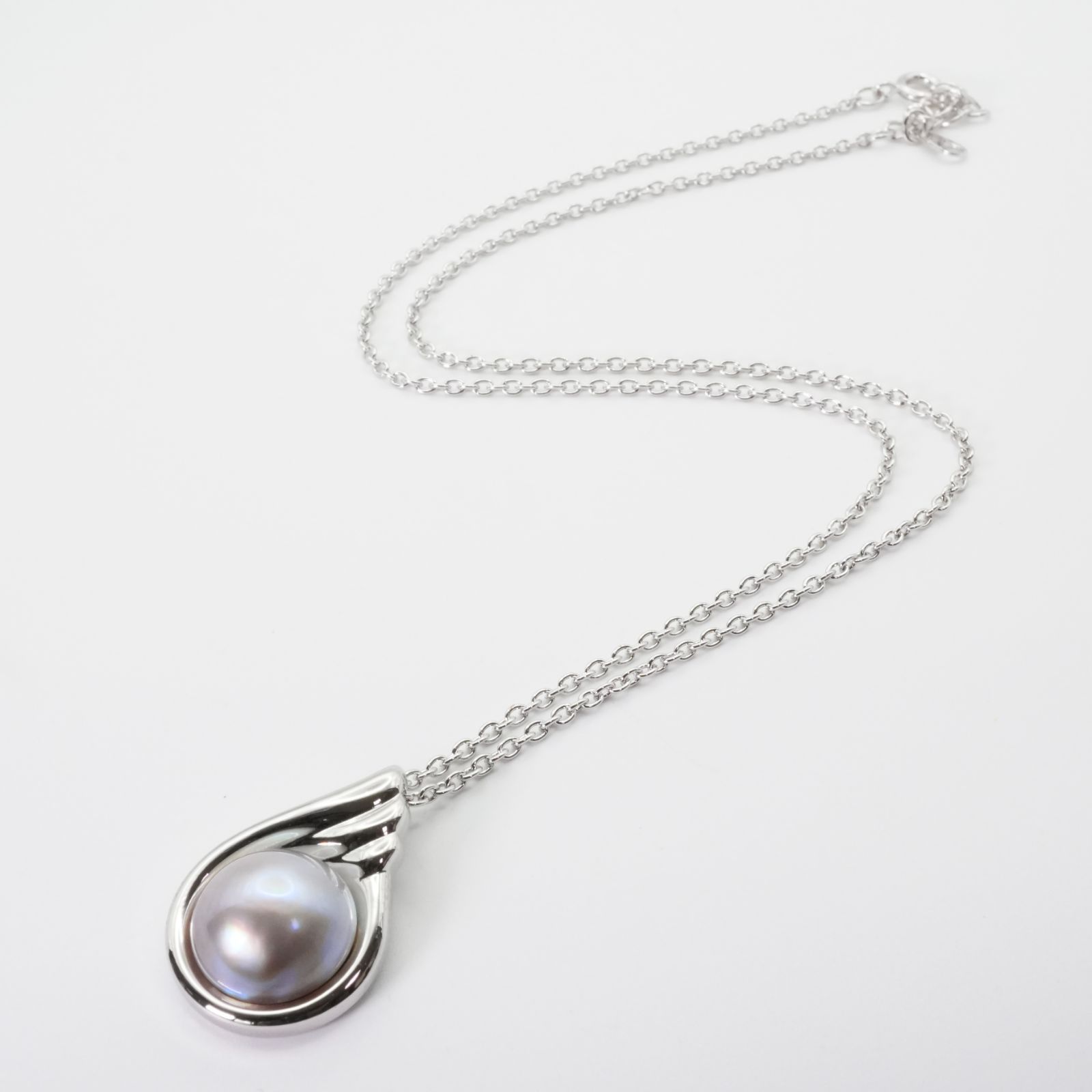 美品 田崎真珠 シルバー マベパール ネックレス 真珠 雫/25-1885S  