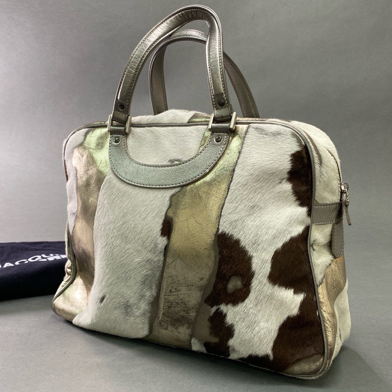 Eb10 JACQUES LE CORRE ジャックルコー LISBON Small リスボン ハラコ トートバッグ A4サイズ◎ 本革 保存袋付属  マルチカラー レザー