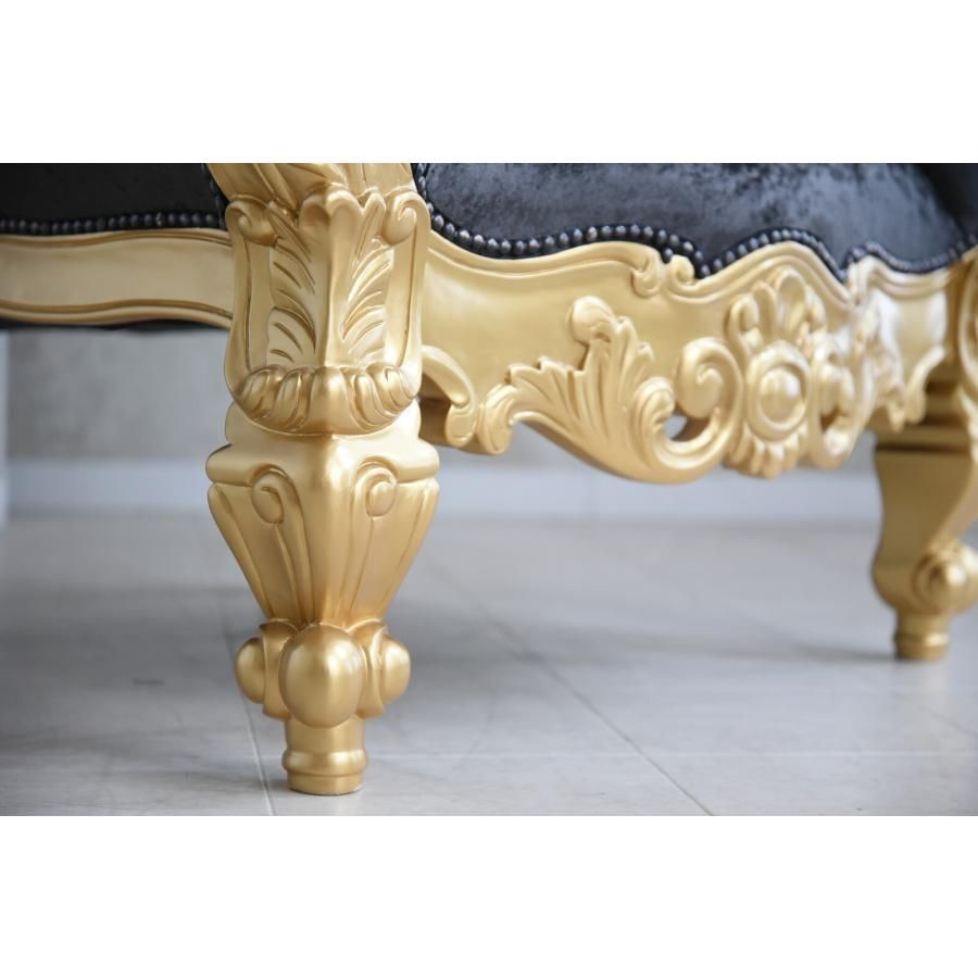 女王様の椅子 クイーン チェア ブラック ゴールド アンティーク