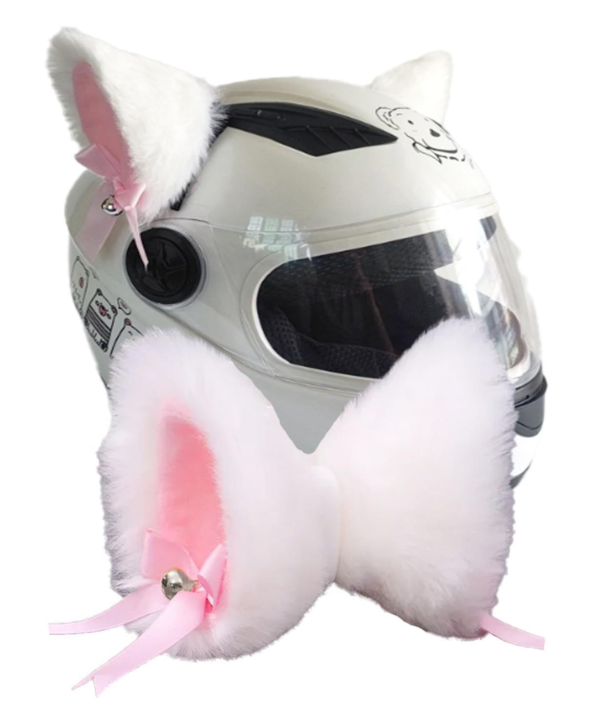 S.fields.inc 猫耳 ヘルメット用 バイク 後付け 自転車 リボン