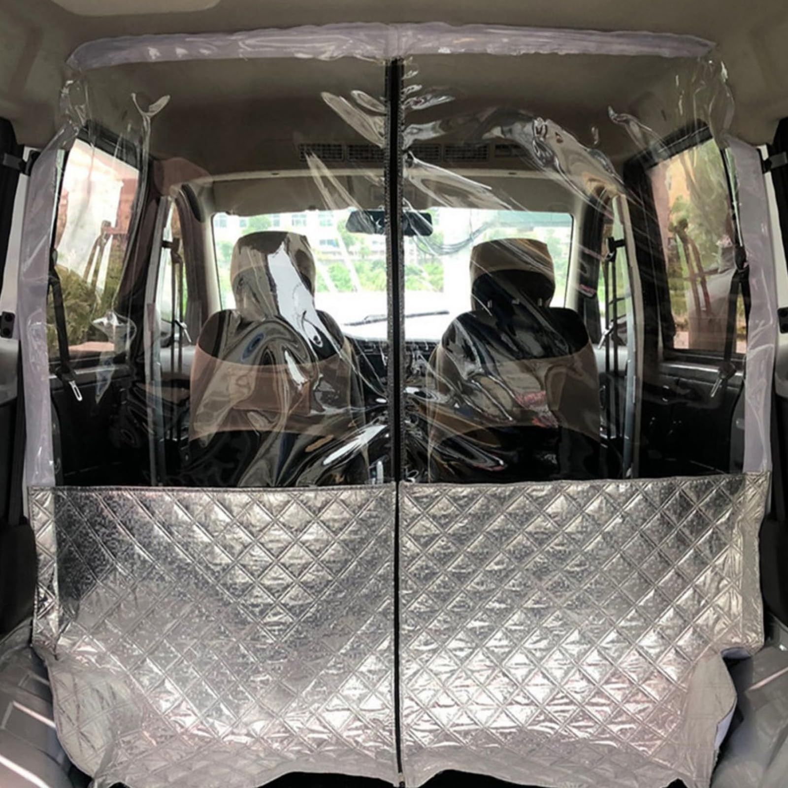 新品 Ysemco 車内 仕切り 間仕切りカーテン ビニールカーテン 車内パーテーション フィルム開閉自由 ファスナー付き エアコン効率 車種汎用