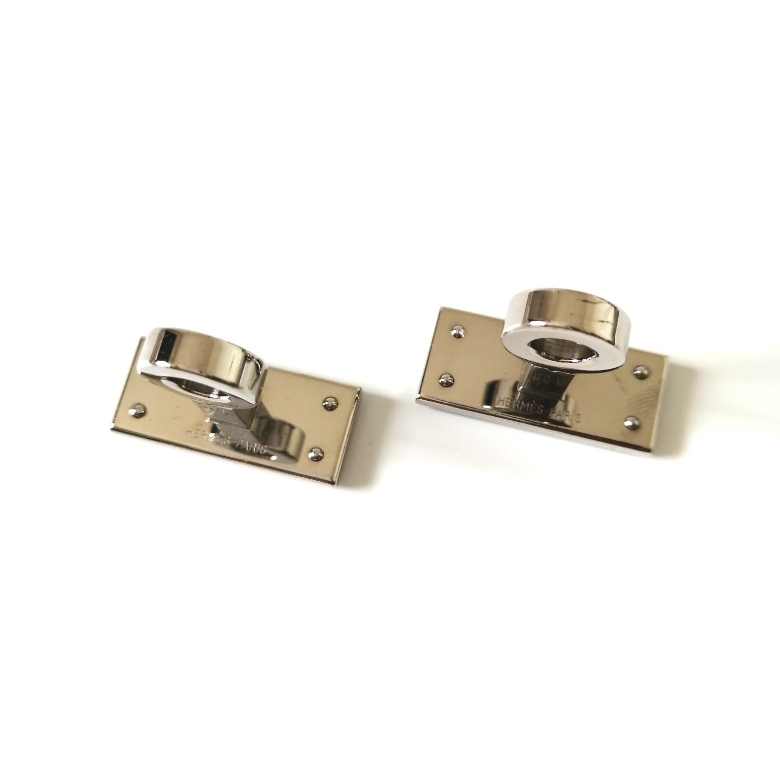 HERMES エルメス カフスボタン シルバー×ブラウン 良品 エルメス HERMES カフス カフスボタン カフリンクス