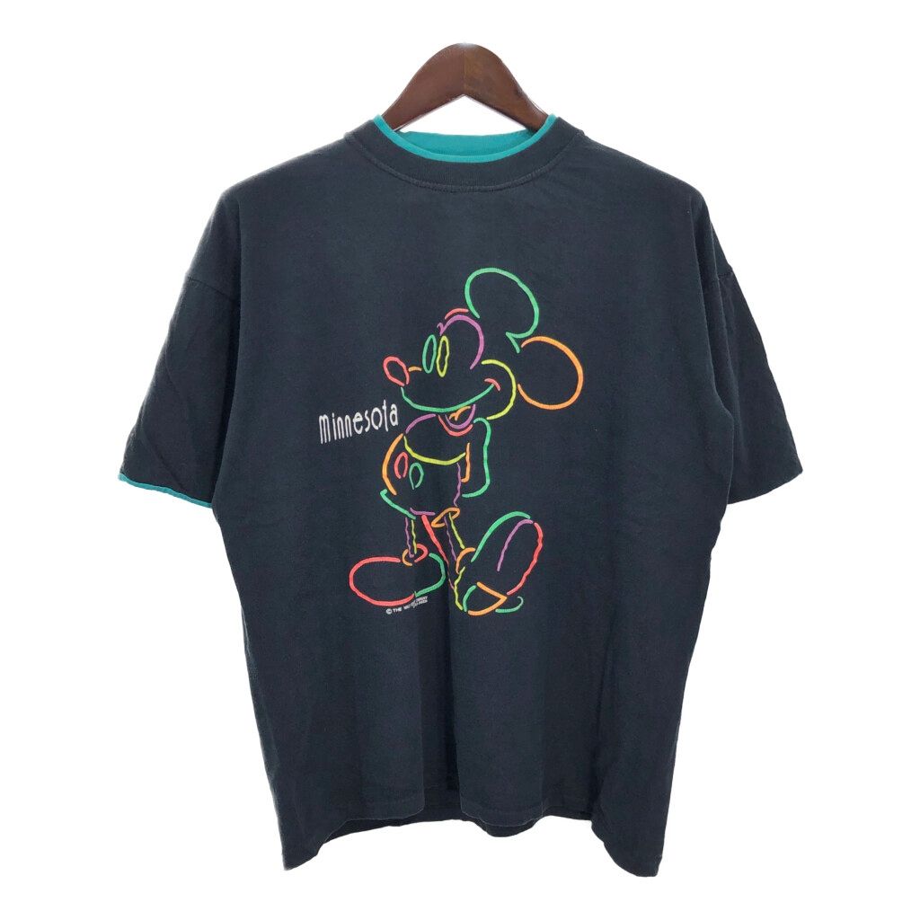 90s Velva Sheen ミッキーマウス リンガーTシャツ usa製 水色
