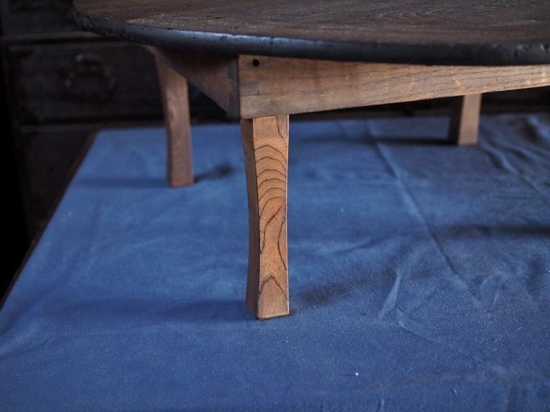 昭和レトロ折畳丸ちゃぶ台 補修痕あり 昭和前期 古録展 品番F44771