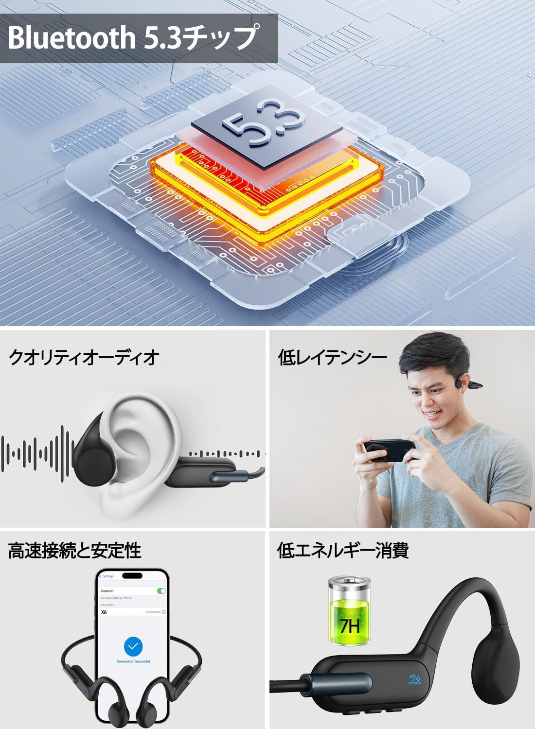 特価商品】骨伝導イヤホン水泳 IPX8 完全防水 ワイヤレス Bluetooth