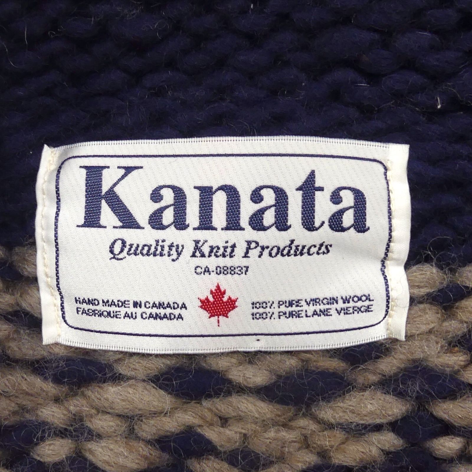 カウチン セーター kanata ハンドニット XLカナダ製 カナタ 紺