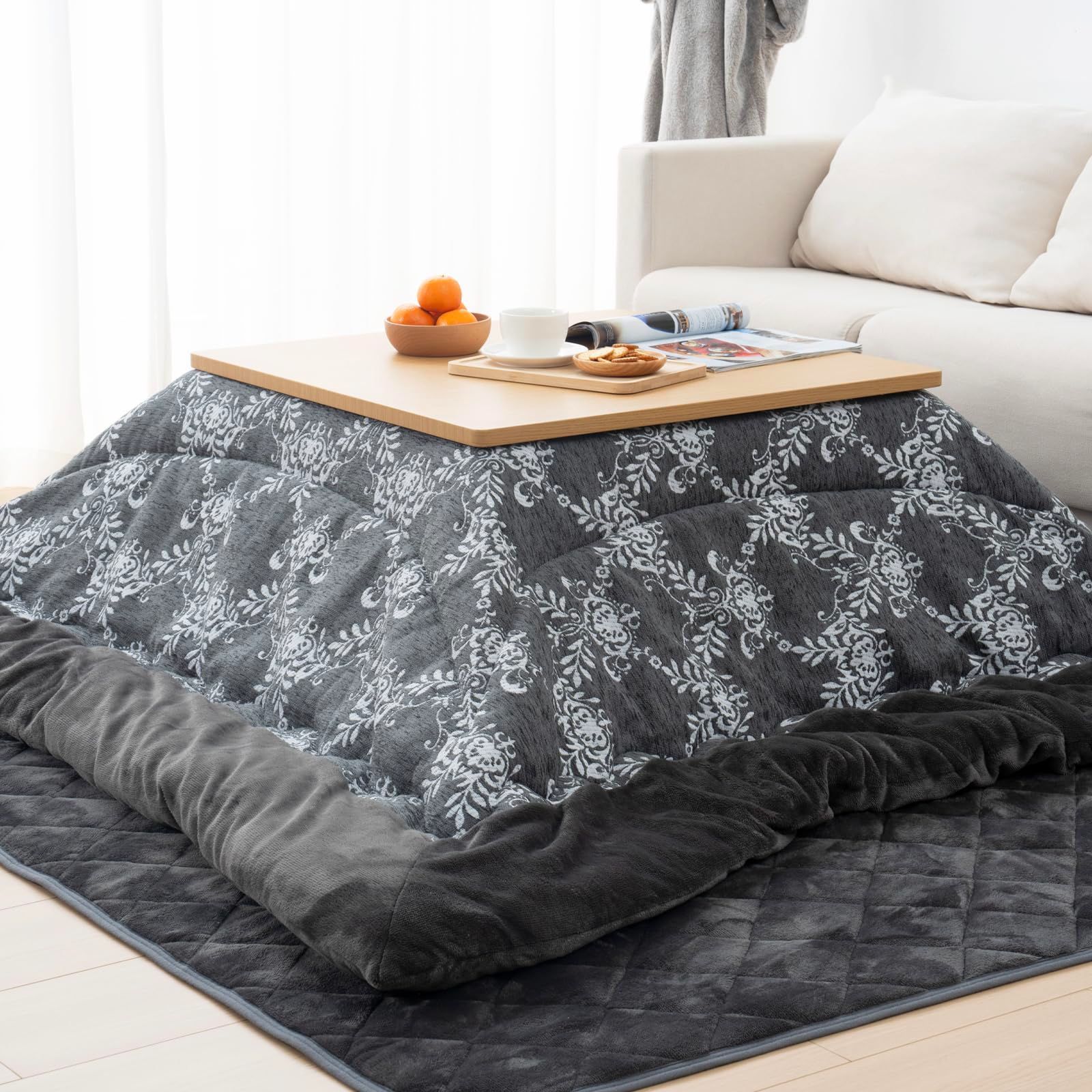 HOMFINE こたつ布団 正方形 大判 単品 205x205cm 両面使える こたつふとん リバーシブル 果てしない こたつ用布団