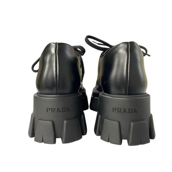 美品】プラダ PRADA モノリス レースアップ シューズ レザー 厚底