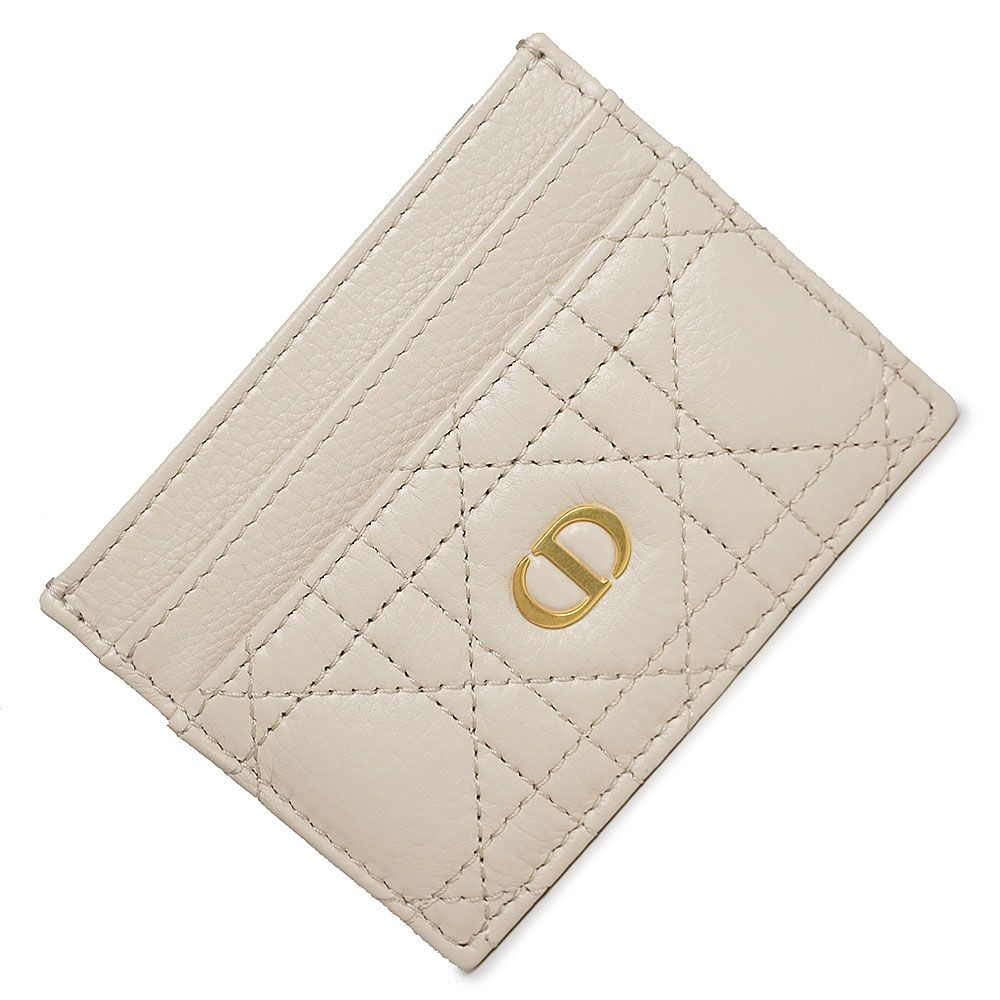 （新品・未使用品）クリスチャンディオール Christian Dior カロ Caro Freesia クリスタル カードホルダー カードケース 名刺入れ 定期入れ パスケース マクロカナージュ ラムスキン レザー パウダーベージュ ゴールド金具 S4205UHNN 箱付 クリスチャンディオール カナージュ カロ カードホルダー カードケース