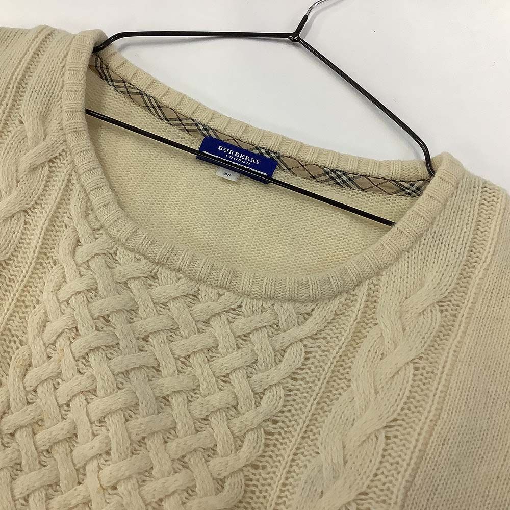 【最終価格】美品バーバリーロンドンブルーレーベル ボーダーパフスリーブ ニット バーバリーブルーレーベル 半袖ニット ウール ボーダー パフスリーブ