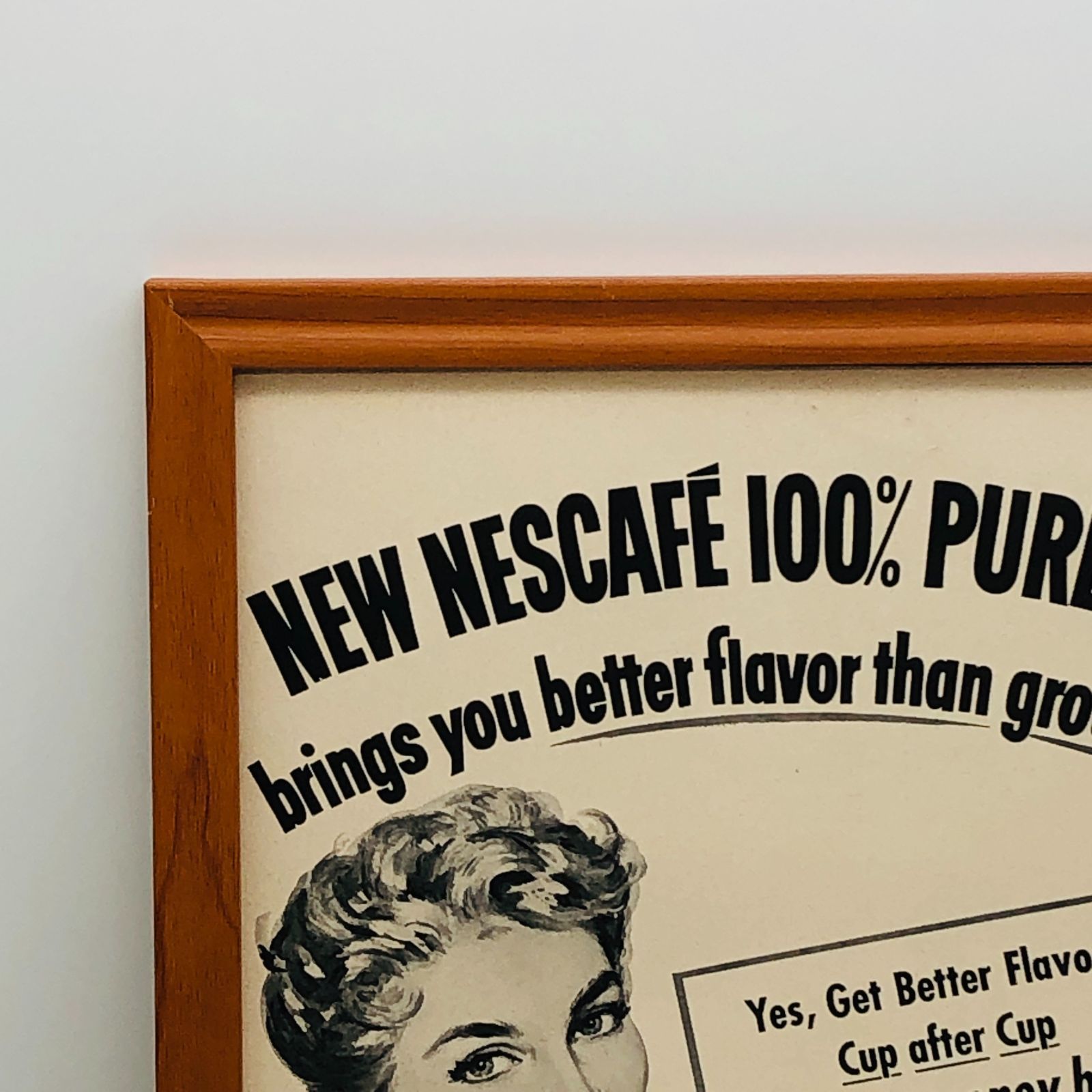 ビンテージ 広告 ポスター フレーム付 当時物 『 ネスカフェ (Nescafe) 』 1950's オリジナル アメリカ 輸入雑貨 ヴィンテージ 雑誌  アドバタイジング レトロ ( AZ1678 ) - メルカリ
