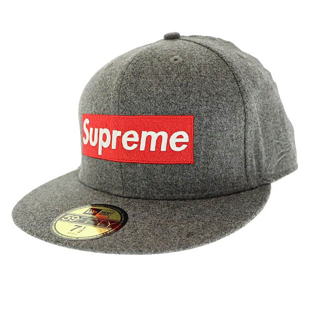 シュプリーム SUPREME ×Loro Piana ロロピアーナ 11AW Box Logo New Era ボックス ロゴ 刺繍 ニューエラ ベースボール キャップ 帽子 7 1|2 グレー ブランド古着ベクトル AA ▲251006