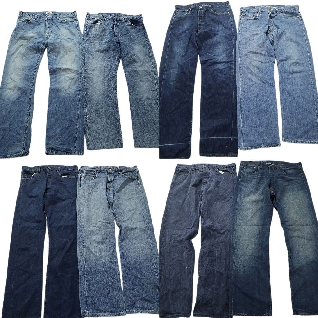 古着卸 まとめ売り リーバイス 501 デニム パンツ 8枚セット (メンズ 38 ) インディゴブルー カラーデニム 濃紺 MW4751