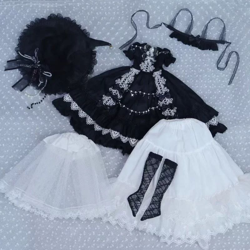 受注 MDD SDM MSD BJD 1 4ドール用 魔女宙 ゴシックロリータドレスセット ブラック 6点入 受注生産 30日以内発送