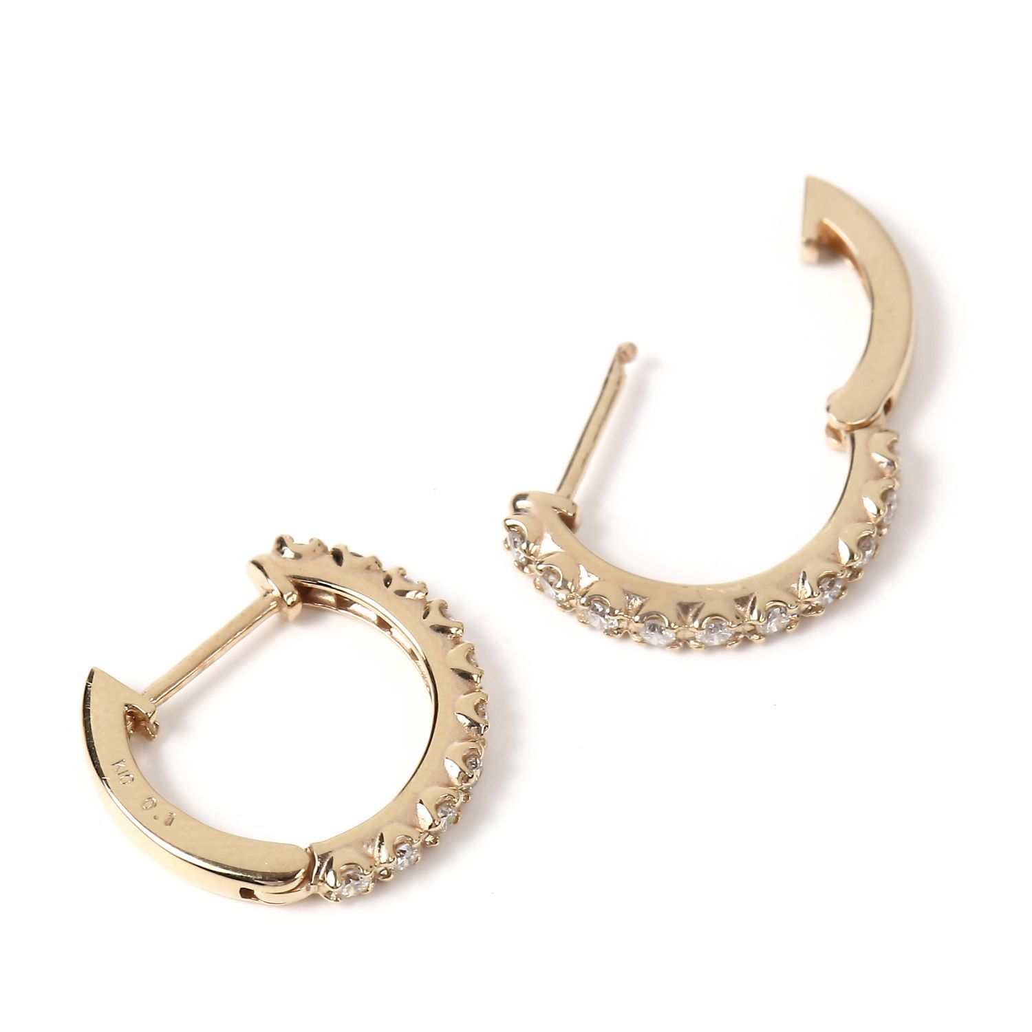 K10 フープ ピアス ダイヤモンド 0.2ct ゴールド - メルカリ