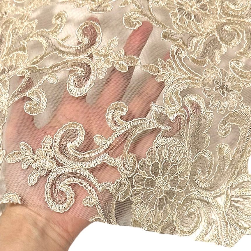 ラメ金糸刺繍帯揚げ 和装小物 レース 振袖 訪問着 付下げ訪問着