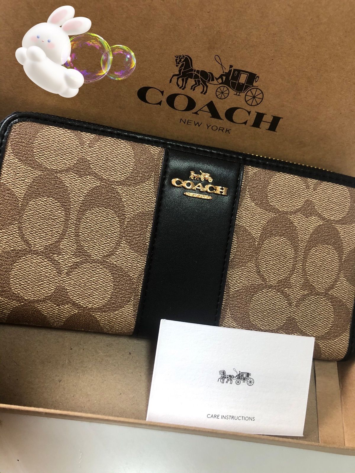 COACH ラウンドファスナー長財布 F54630 シグネチャー ブラック